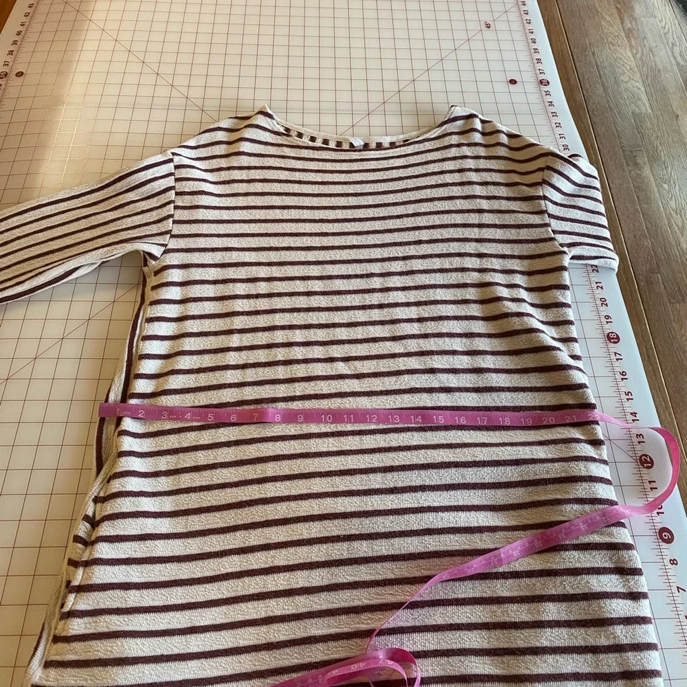 Free People stripped sweater dress distressed red & cream size medium